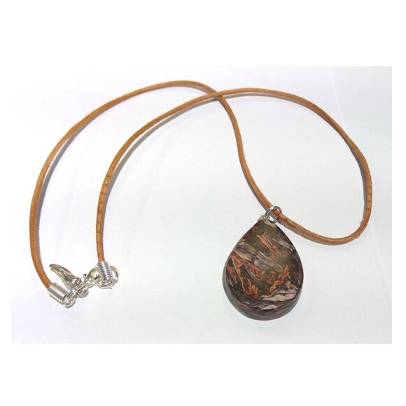 Jewelry - Handmade Tumbleweed Necklace -- Teardrop in Black/Tan